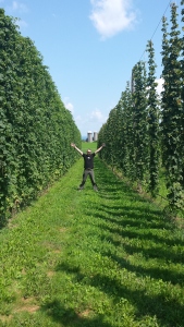 Beer Man in the Hops Field at Climbing Bines Brewery